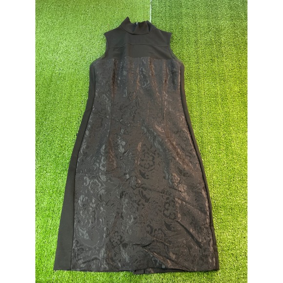 Simply Vera By Vera Wang Dresses & Skirts - Vera Wang Black Mock Neck Sleeveless Brocade Dress Midi Length‎ Size Small